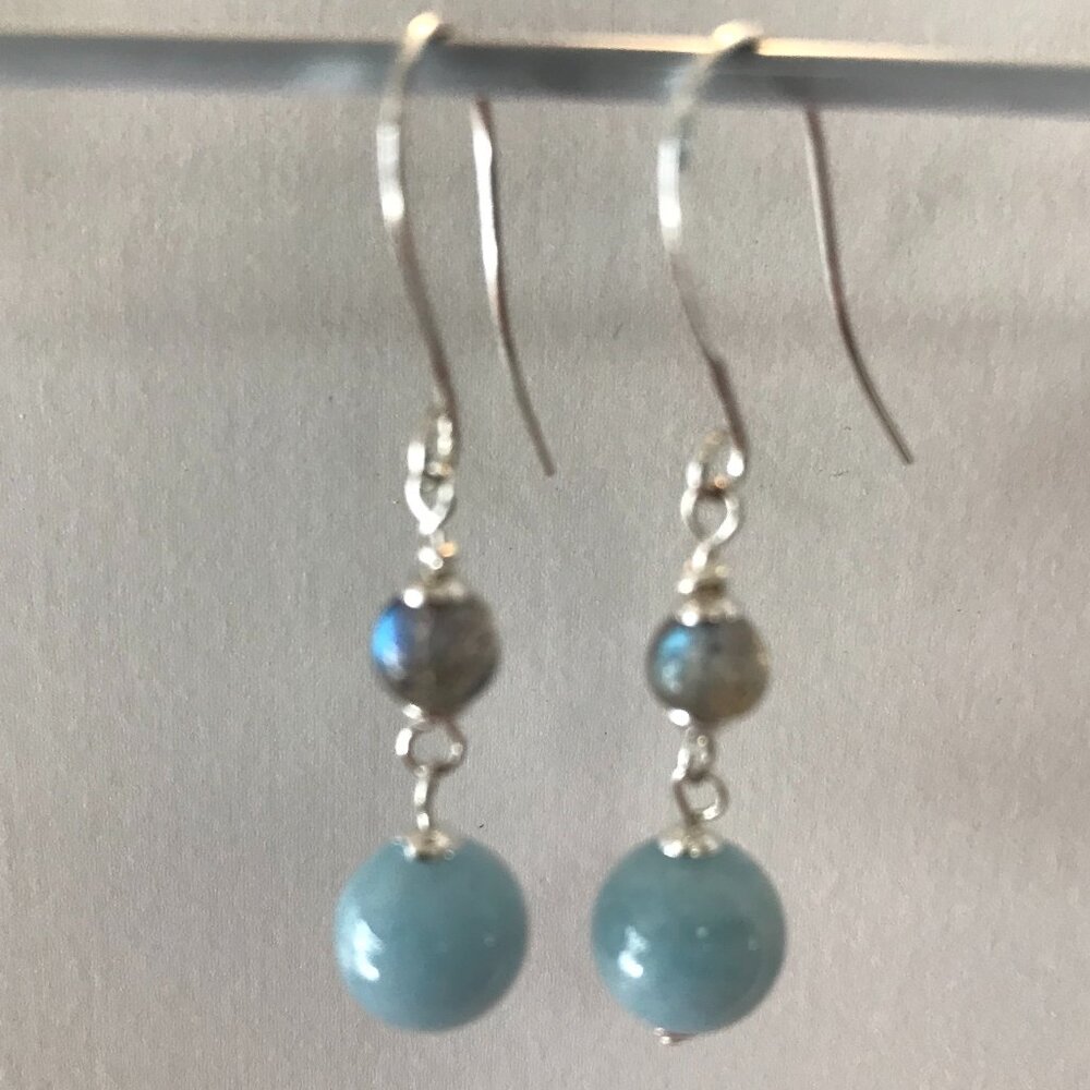 Handcrafted Aquamarine & Labradorite Dangle Earrings